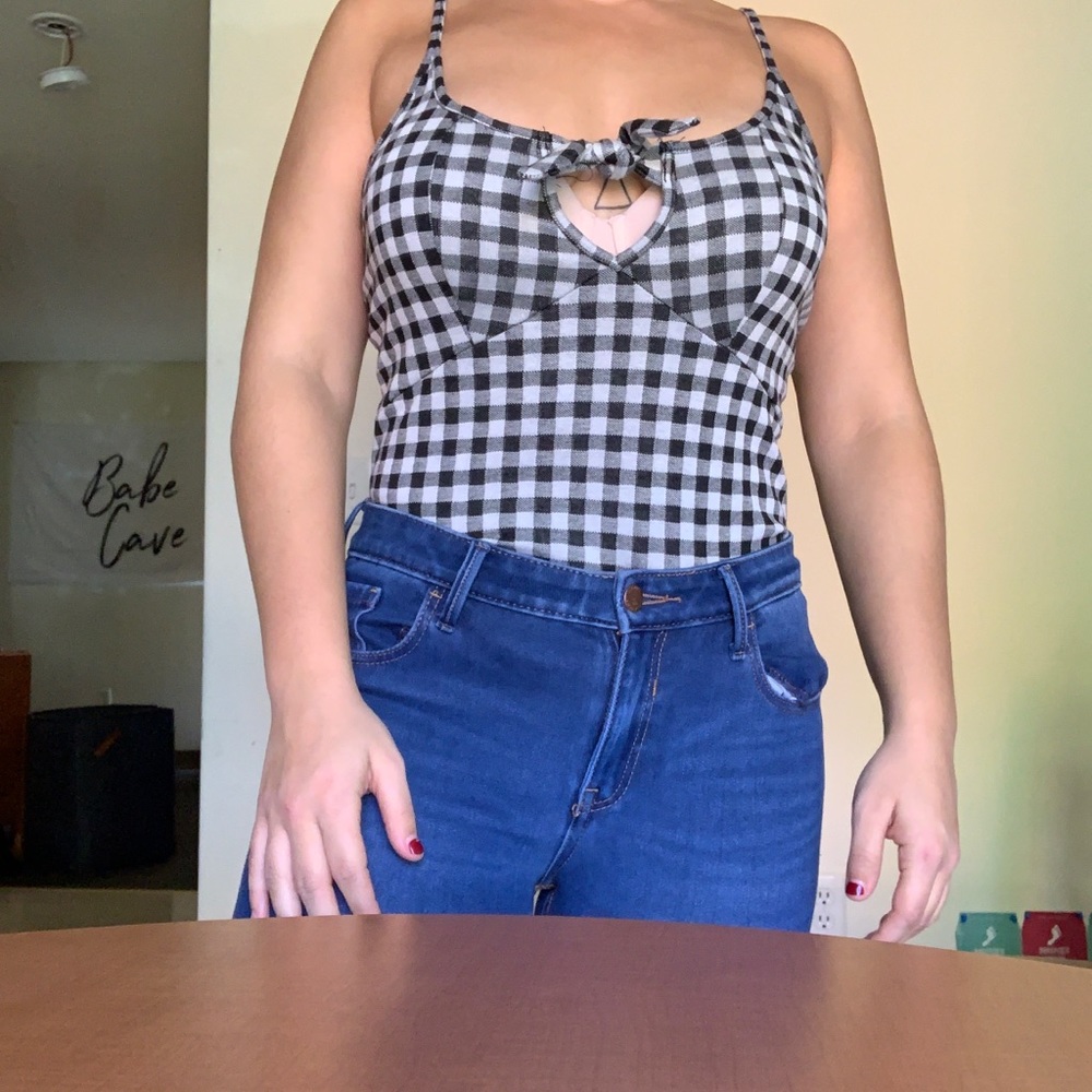 Black and white picnic bodysuit.